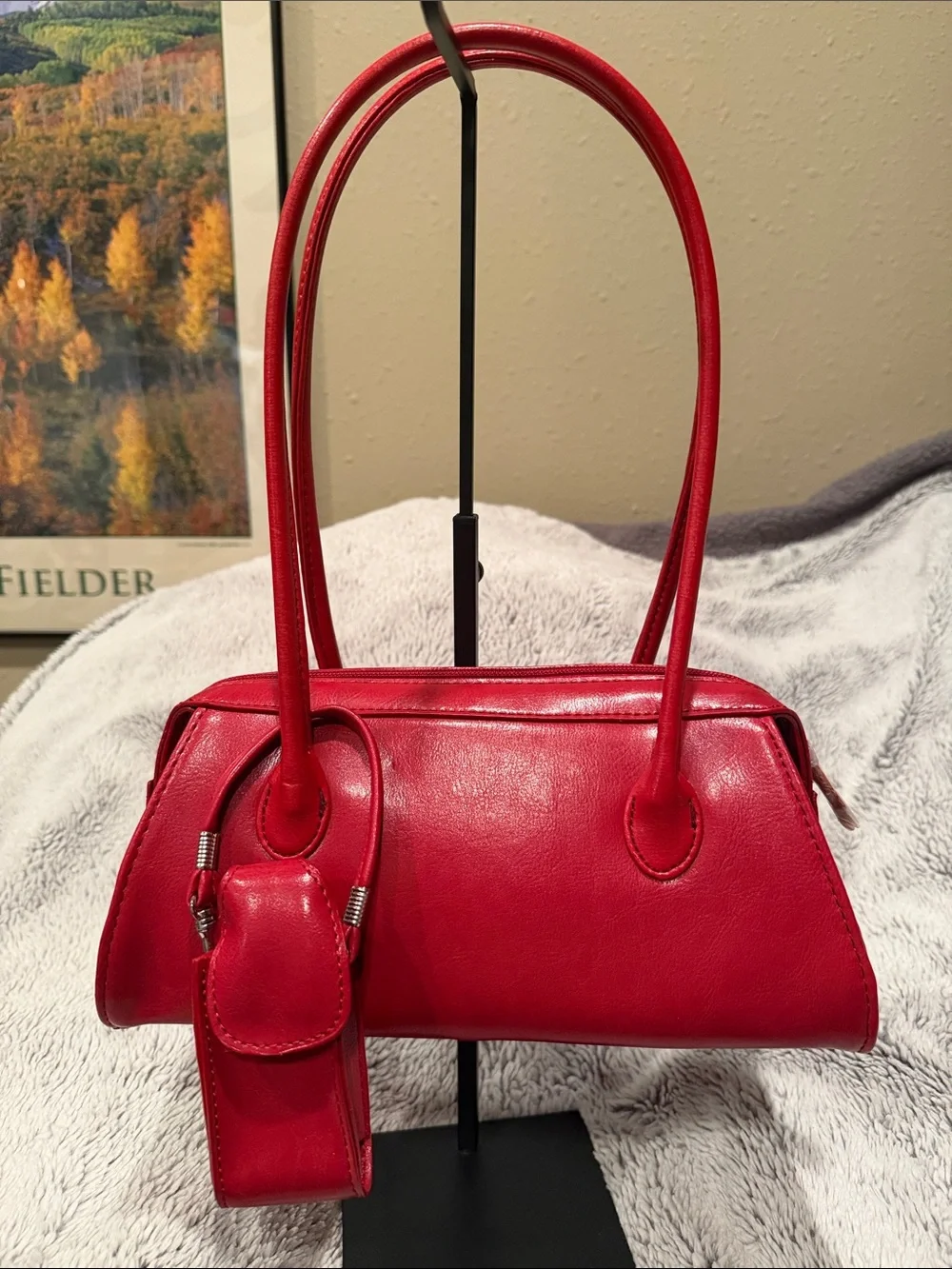 Red Women’s Vegan Leather Shoulder Bag